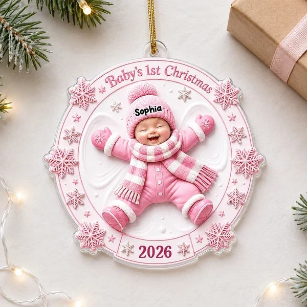Personalized Baby Snow Angel Ornament Custom Name Unique Gift for New Parents