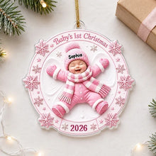 Load image into Gallery viewer, Personalized Baby Snow Angel Ornament Custom Name Unique Gift for New Parents
