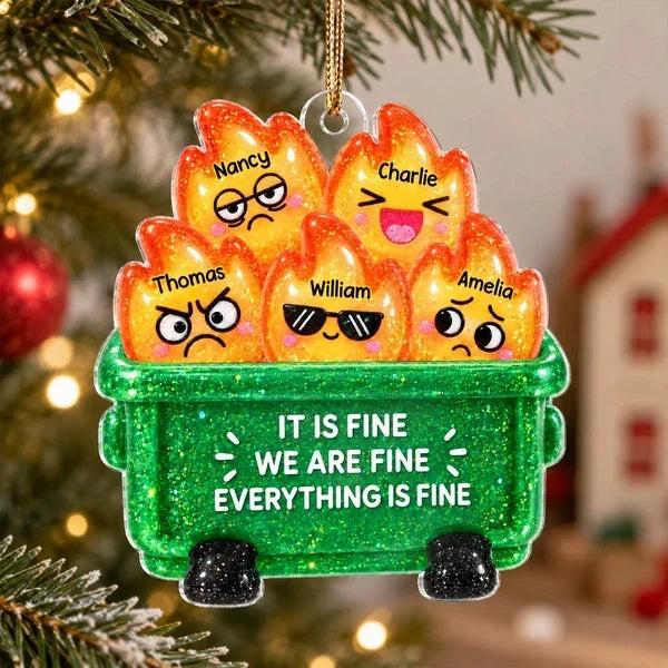 Personalized Cartoon Dumpster Fire Ornament Unique Gift for Friends