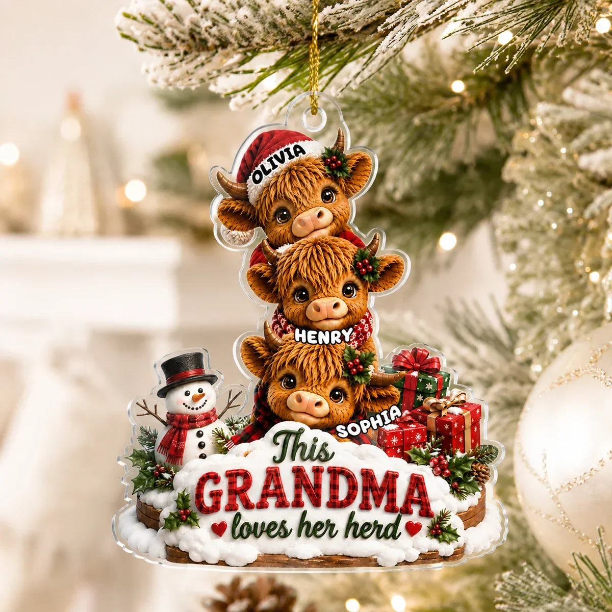 Personalized Acrylic Ornament Custom Gift for Grandma Holiday Cheer