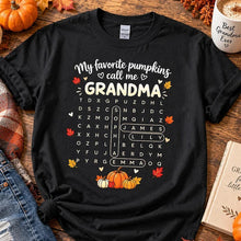 Load image into Gallery viewer, Personalized Classic Tee Pumpkin Word Search Gift for Grandma
