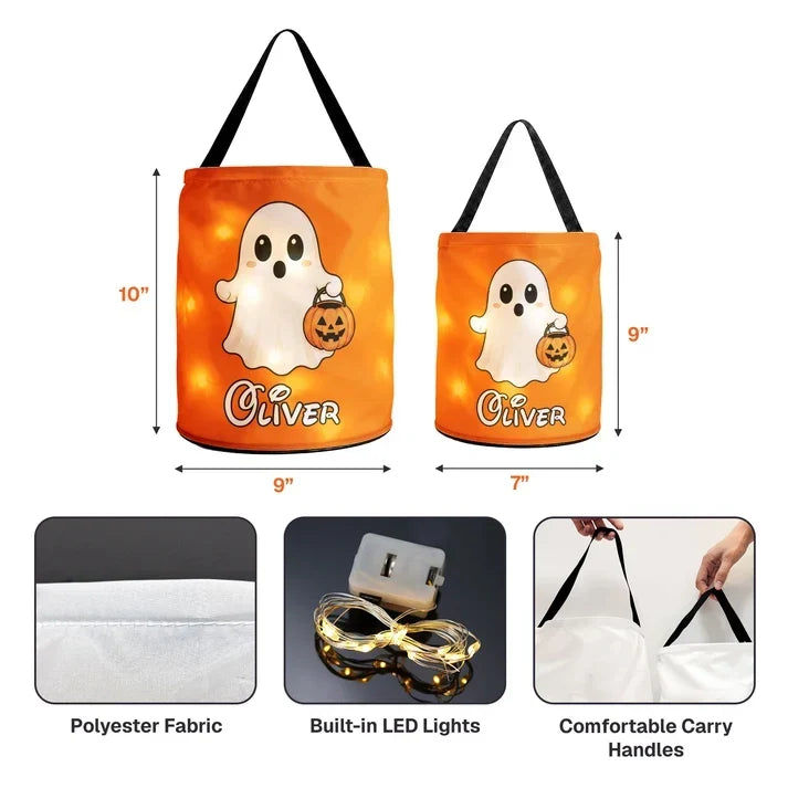 Personalized LED Halloween Trick-or-Treat Basket for Kids