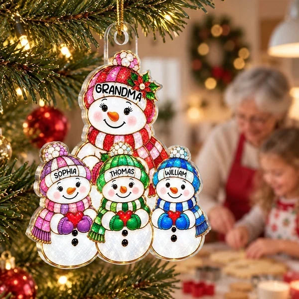 Personalized Acrylic Snowman Ornament Custom Gift for Grandma