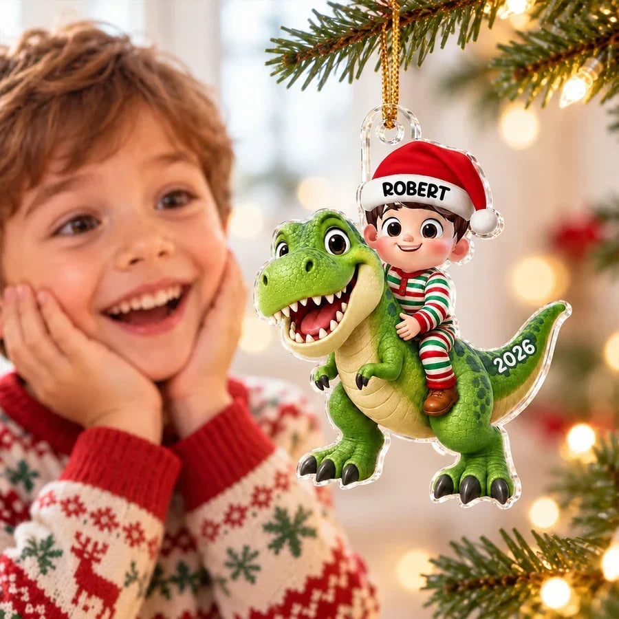 Personalized Acrylic Dinosaur Ornament for Kids Christmas Gift