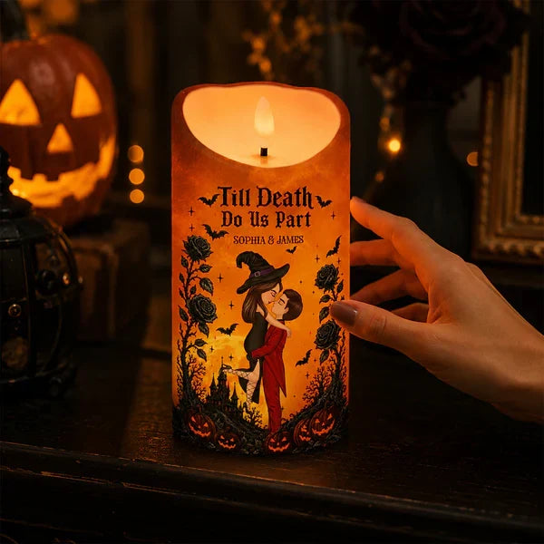Personalized Flameless LED Candle Kissing Couple Halloween Decor Gift
