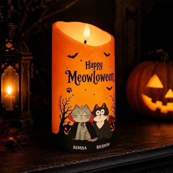 Personalized Flameless LED Candle Custom Cat Art Gift for Cat Mom