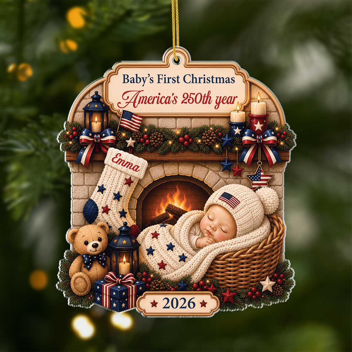 Personalized Acrylic Ornament Baby's First Christmas 2026 Gift