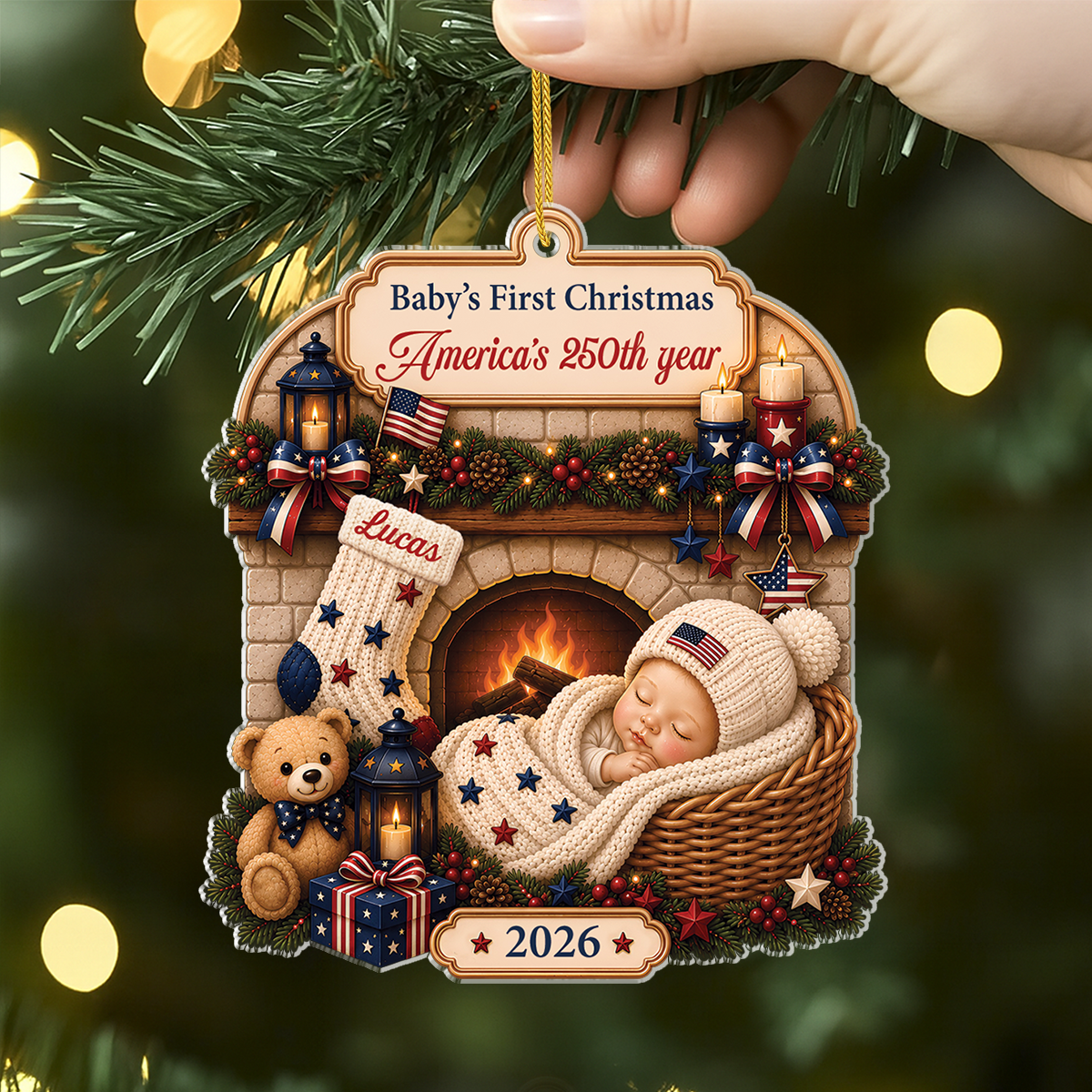 Personalized Acrylic Ornament Baby's First Christmas 2026 Gift