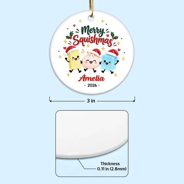 Personalized Ceramic Squishmas Ornament Custom Name Gift for Christmas