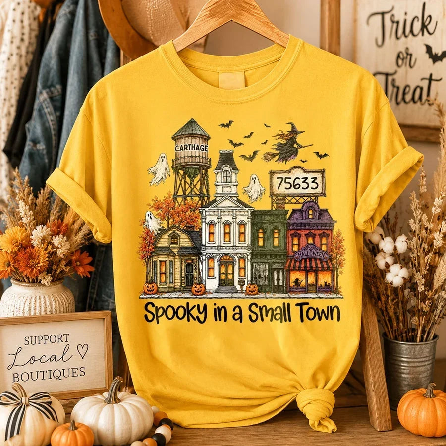 Personalized Halloween Classic Tee with Flying Witch Gift for Friends and Family