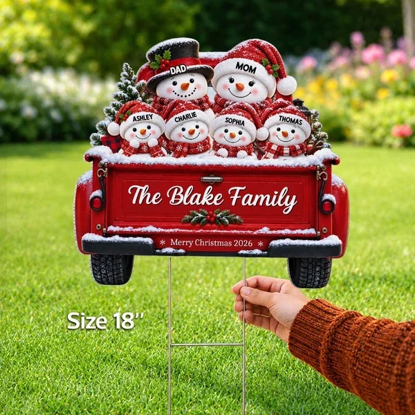 Personalized Snowman Family Yard Sign Christmas Decor Gift for Family