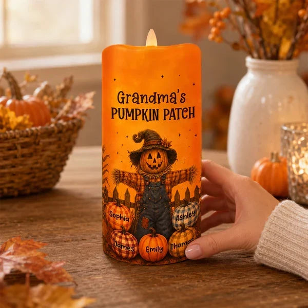 Personalized Flameless LED Candle Autumn Decor Gift for Grandma