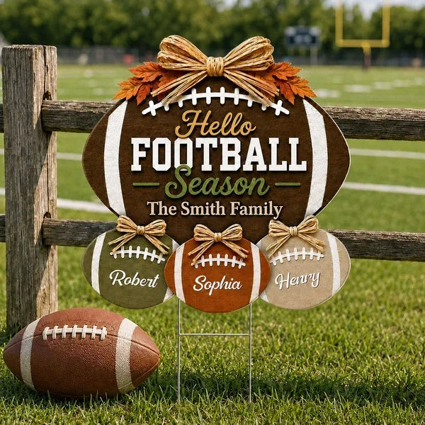 Personalized Football Season Shaped Yard Sign Family Gift