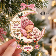 Load image into Gallery viewer, Personalized Acrylic Ornament Sleeping Baby Moon Gift for New Parents
