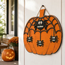 Load image into Gallery viewer, Personalized Wooden Halloween Sign for Grandma with Spiders
