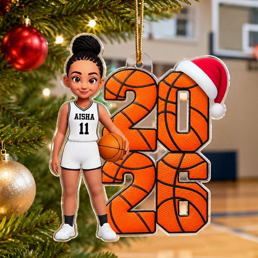 Personalized Acrylic Basketball Player Ornament Gift for Son