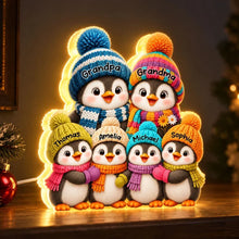 Load image into Gallery viewer, Personalized Penguin Family Acrylic Light Box Gift for Grandparents
