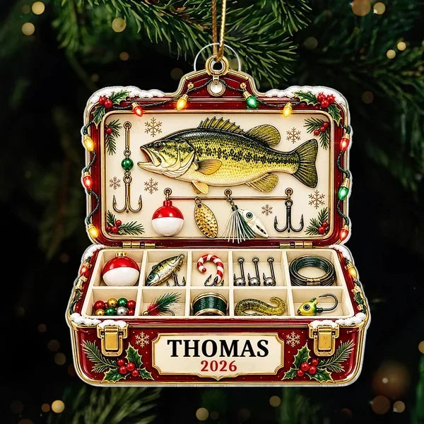 Personalized Fishing Tackle Box Ornament Unique Gift for Dad