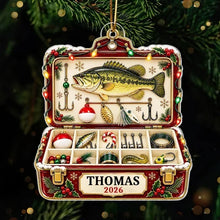 Load image into Gallery viewer, Personalized Fishing Tackle Box Ornament Unique Gift for Dad
