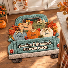 Load image into Gallery viewer, Personalized Autumn Pumpkin Truck Doormat Gift for Grandma and Grandpa

